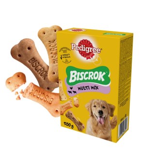 Pedigree Biscrok Ciasteczka Dla Dorosłych Psów W Kształcie Kostek Z Jagnięciną, Kurczakiem I Wołowiną 500g