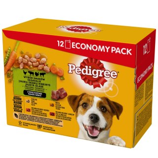 Pedigree Mokra Karma Dla Dorosłych Psów W Sosie Z Kurczakiem, Z Wołowiną, Z Indykiem, Z Jagnięciną 12x100g