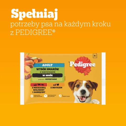 Pedigree Mokra Karma Dla Dorosłych Psów W Sosie (Z Wołowiną I Jagnięciną, Z Indykiem I Marchewką) 4x100g